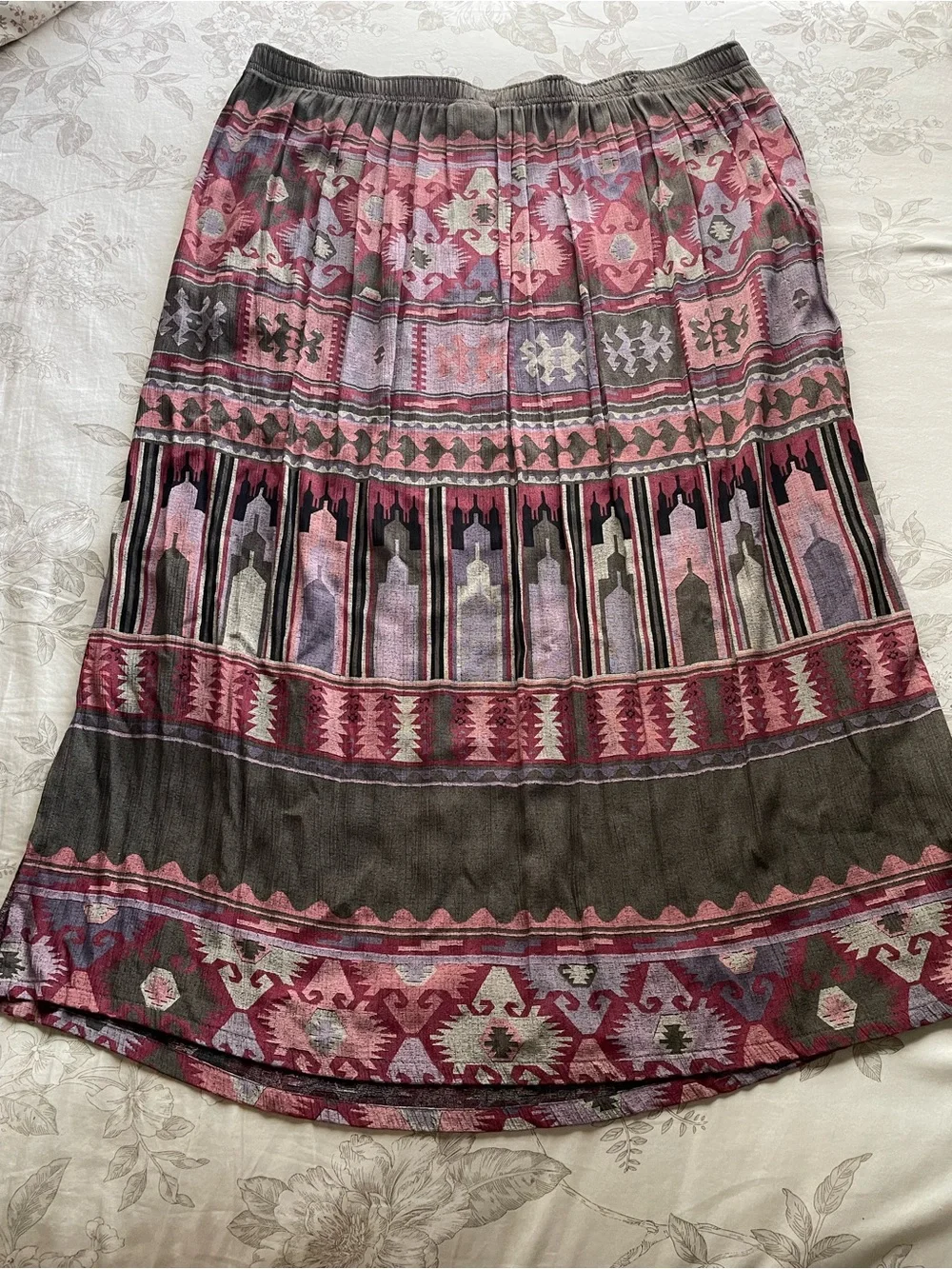 Vintage‎ Pull On Purple Aztec Maxi Skirt 26W Western Boho Festival 2X Plus Size